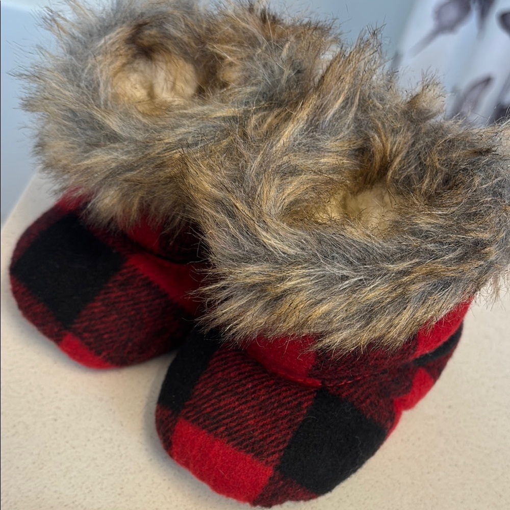 Indigo Red and Black Cozy Booties